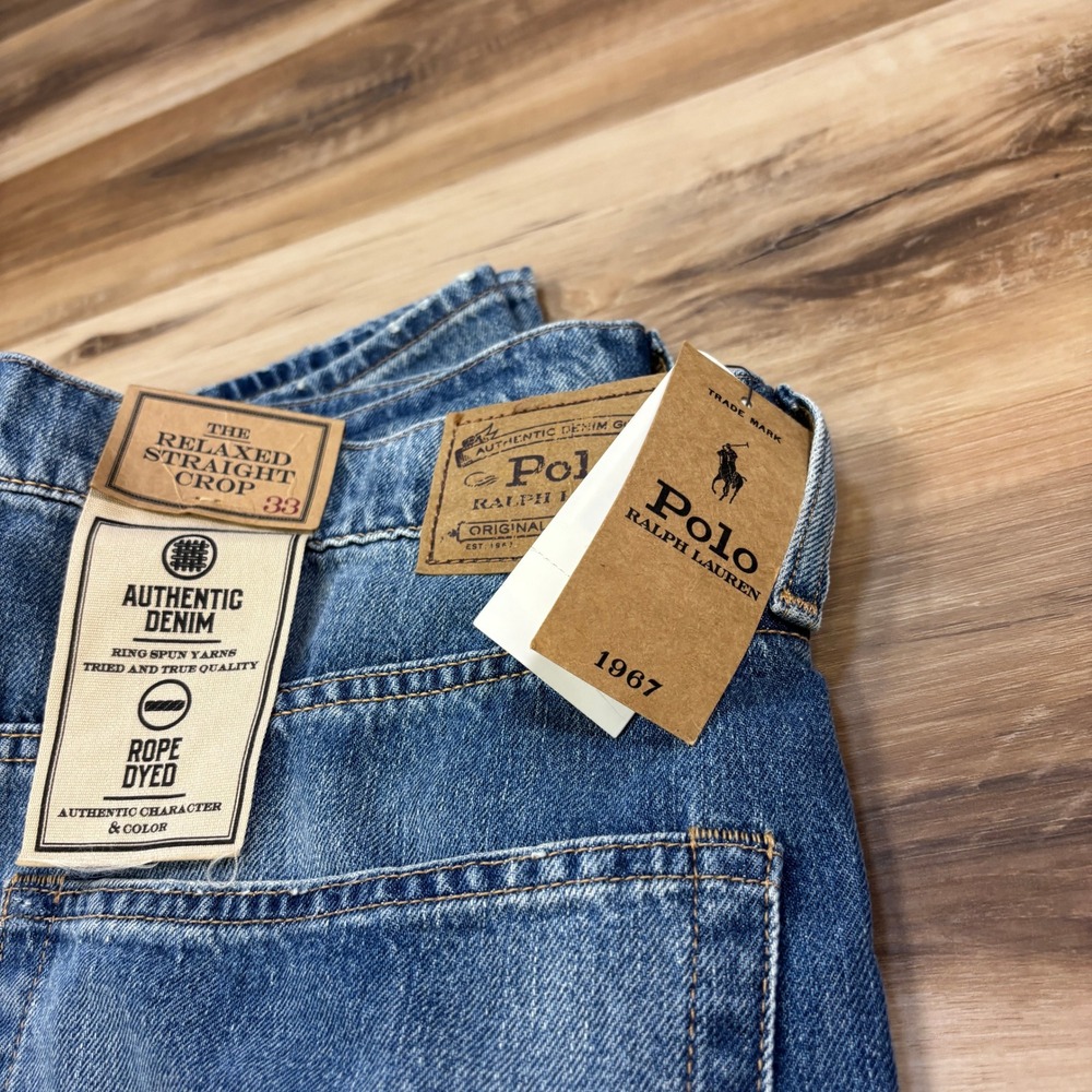 Polo Ralph Lauren Relaxed Straight Crop Jeans Womens 33 Distressed Cotton NEW - Picture 3 of 11